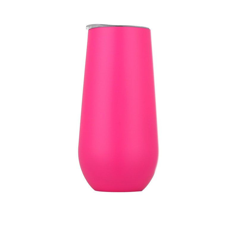 6oz Stainless Steel Powder-Coated Eggshell Red Wine Glass Tumbler