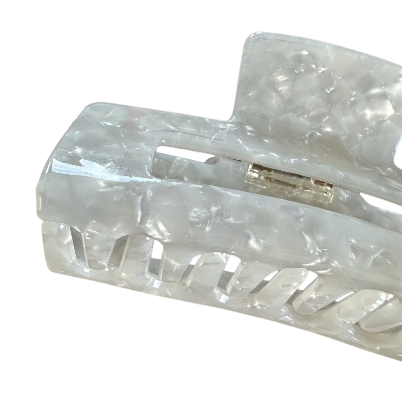 White Long Claw Hair Clips 10CM Hollow Rectangle Hair Claw Acetic Acid