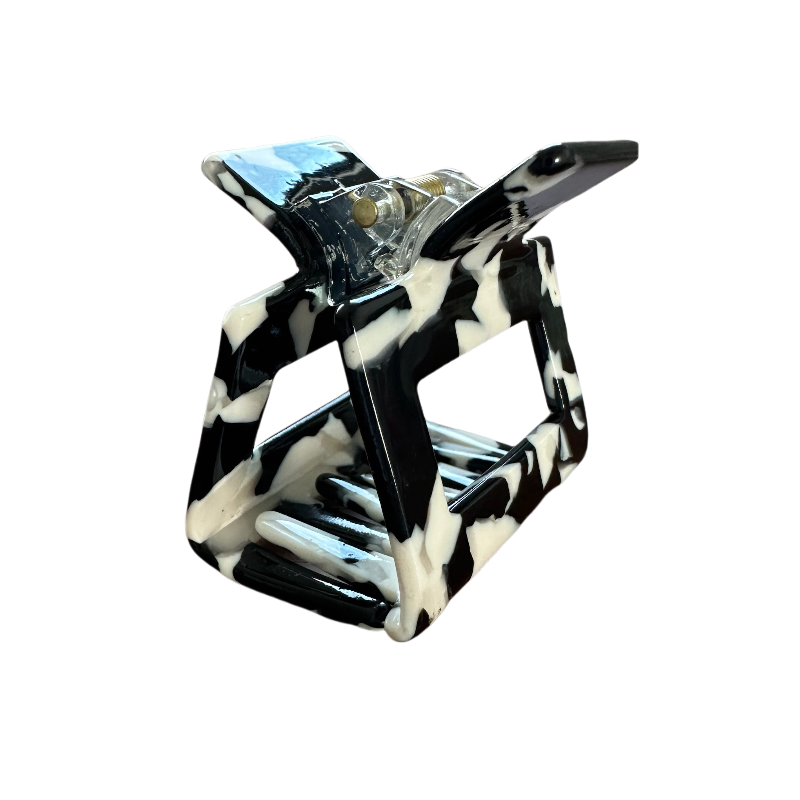 5cm Square Acetate Hollow Black Claw Clips for Thick Hair