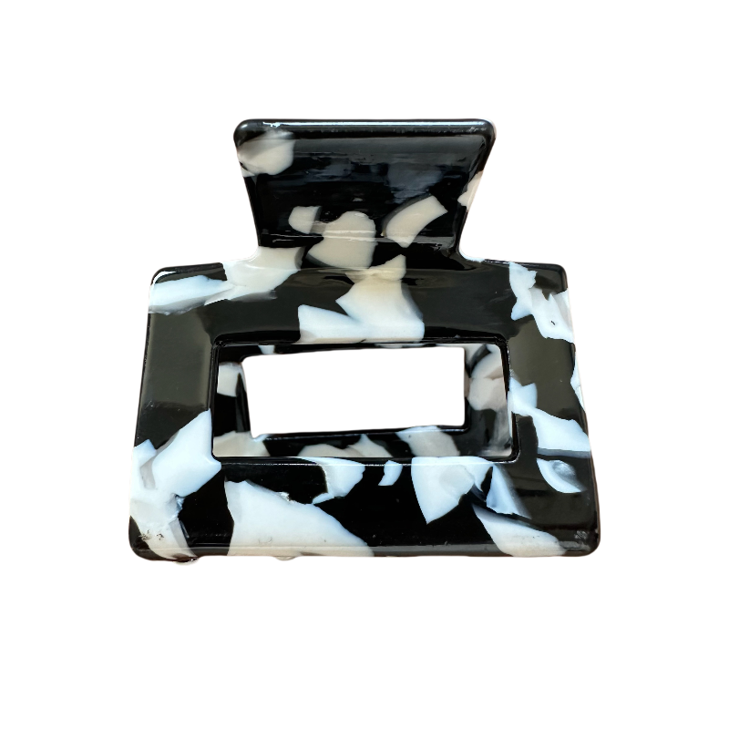5cm Square Acetate Hollow Black Claw Clips for Thick Hair