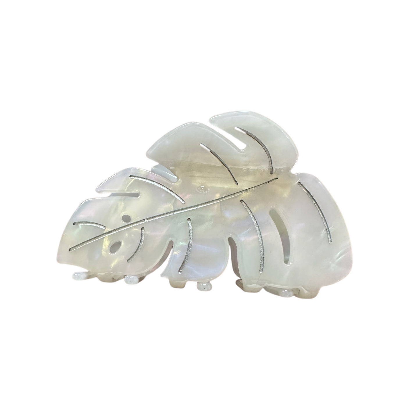 Leaf Acetate White Claw Clips for Long Thick Hair 9.5cm