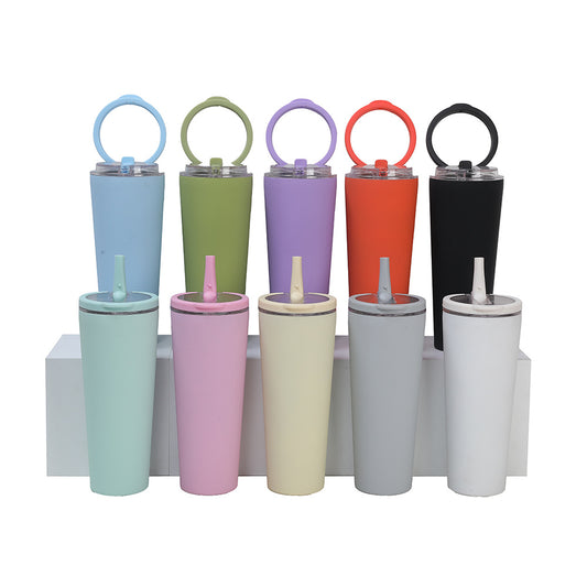 710ml/850ml Circular handle folding straw stainless steel tumbler