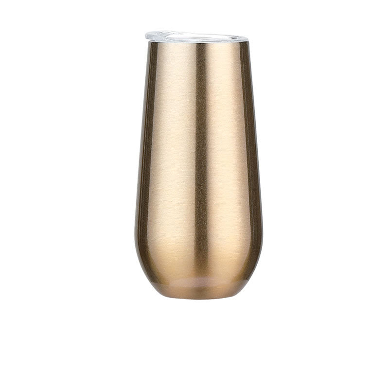 6oz Stainless Steel Powder-Coated Eggshell Red Wine Glass Tumbler