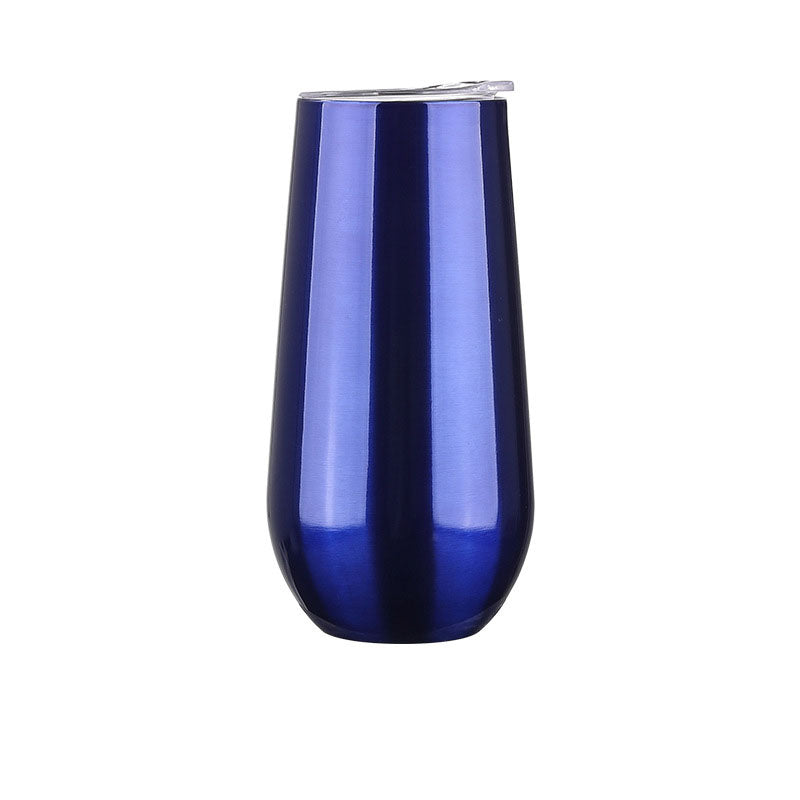 6oz Stainless Steel Powder-Coated Eggshell Red Wine Glass Tumbler