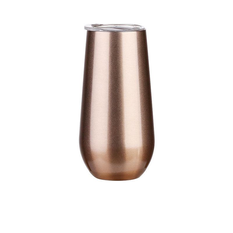 6oz Stainless Steel Powder-Coated Eggshell Red Wine Glass Tumbler