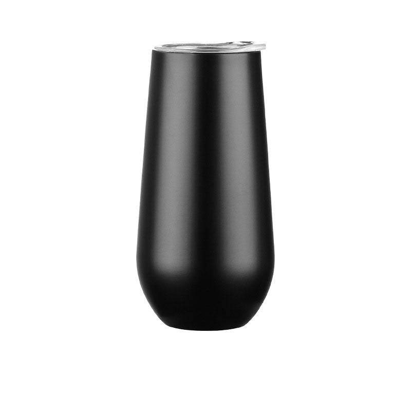 6oz Stainless Steel Powder-Coated Eggshell Red Wine Glass Tumbler