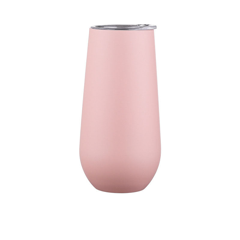 6oz Stainless Steel Powder-Coated Eggshell Red Wine Glass Tumbler
