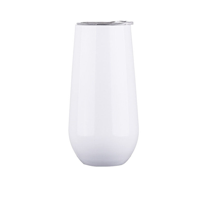6oz Stainless Steel Powder-Coated Eggshell Red Wine Glass Tumbler