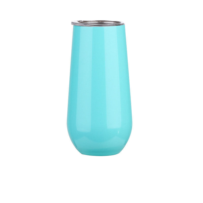 6oz Stainless Steel Powder-Coated Eggshell Red Wine Glass Tumbler