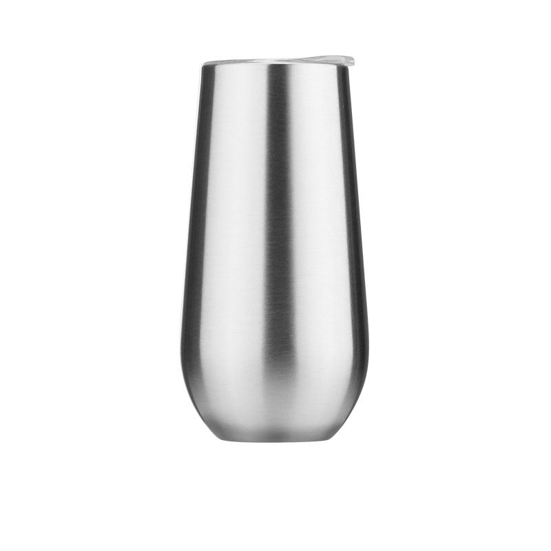 6oz Stainless Steel Powder-Coated Eggshell Red Wine Glass Tumbler