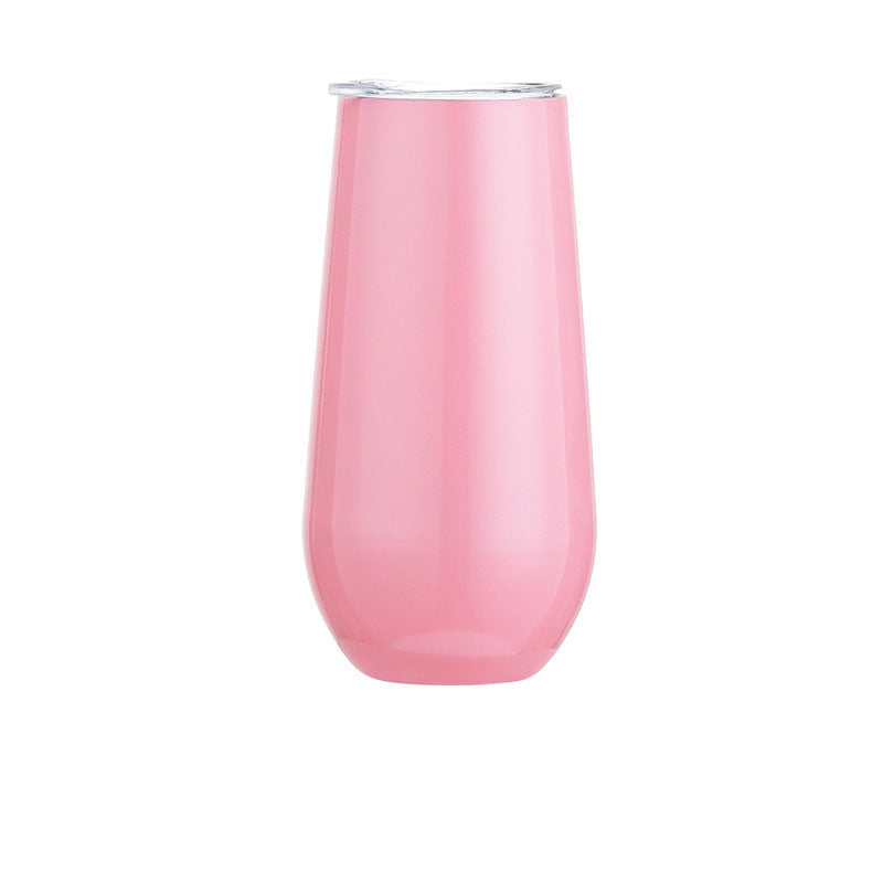 6oz Stainless Steel Powder-Coated Eggshell Red Wine Glass Tumbler