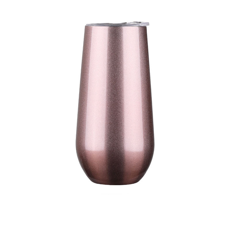 6oz Stainless Steel Powder-Coated Eggshell Red Wine Glass Tumbler
