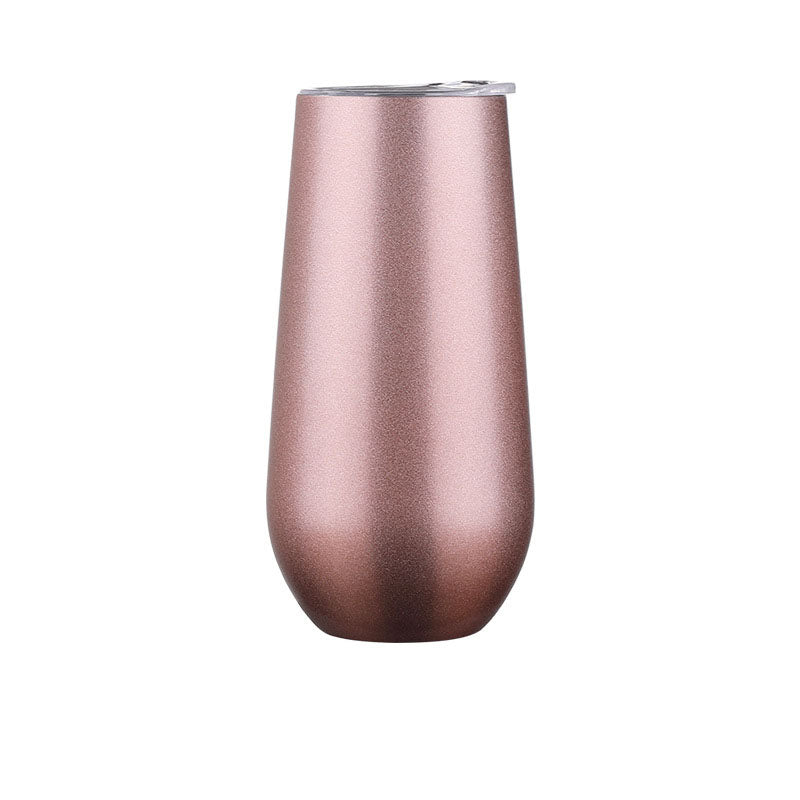 6oz Stainless Steel Powder-Coated Eggshell Red Wine Glass Tumbler