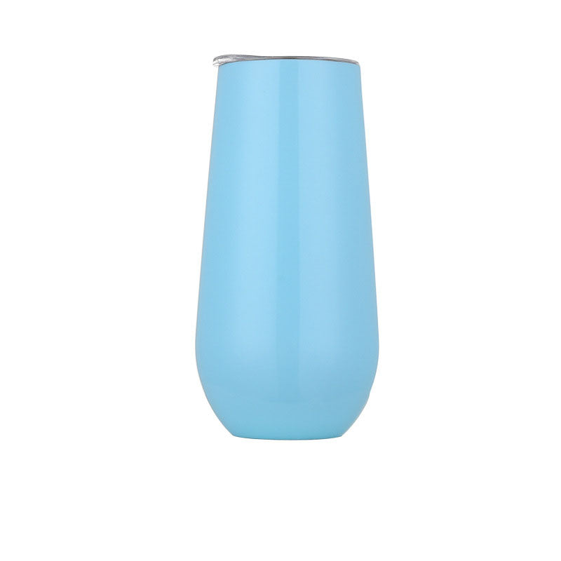 6oz Stainless Steel Powder-Coated Eggshell Red Wine Glass Tumbler