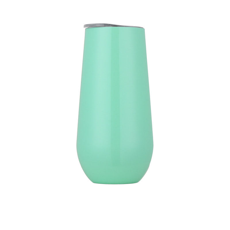 6oz Stainless Steel Powder-Coated Eggshell Red Wine Glass Tumbler