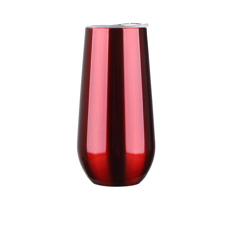6oz Stainless Steel Powder-Coated Eggshell Red Wine Glass Tumbler