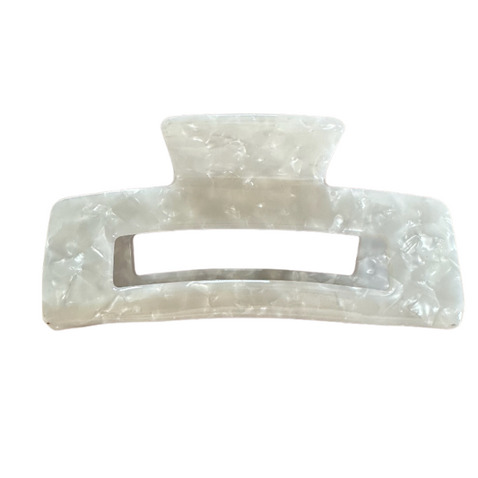 White Long Claw Hair Clips 10CM Hollow Rectangle Hair Claw Acetic Acid