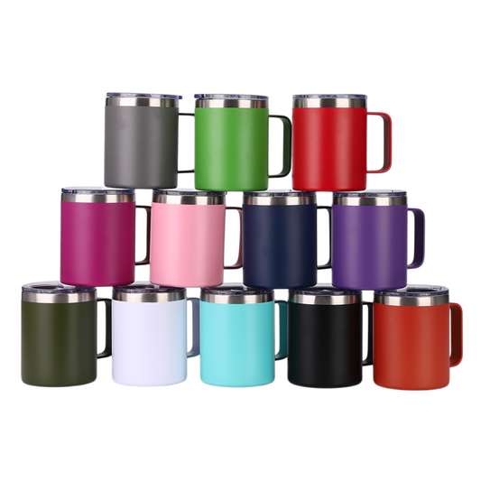 12 oz handle coffee mug 304 stainless steel insulated cup portable lid beer mug