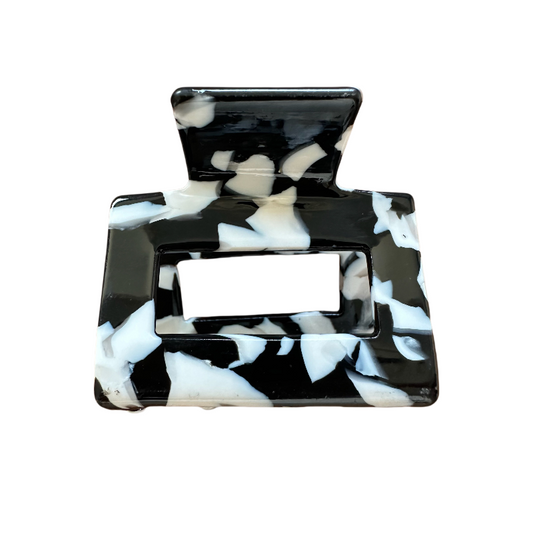 5cm Square Acetate Hollow Black Claw Clips for Thick Hair