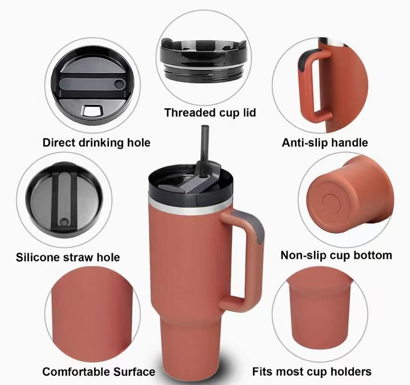 H2.0 40oz Handle Cup Stainless Steel Car Cup Thermal Vacuum Double Layer Portable Cup