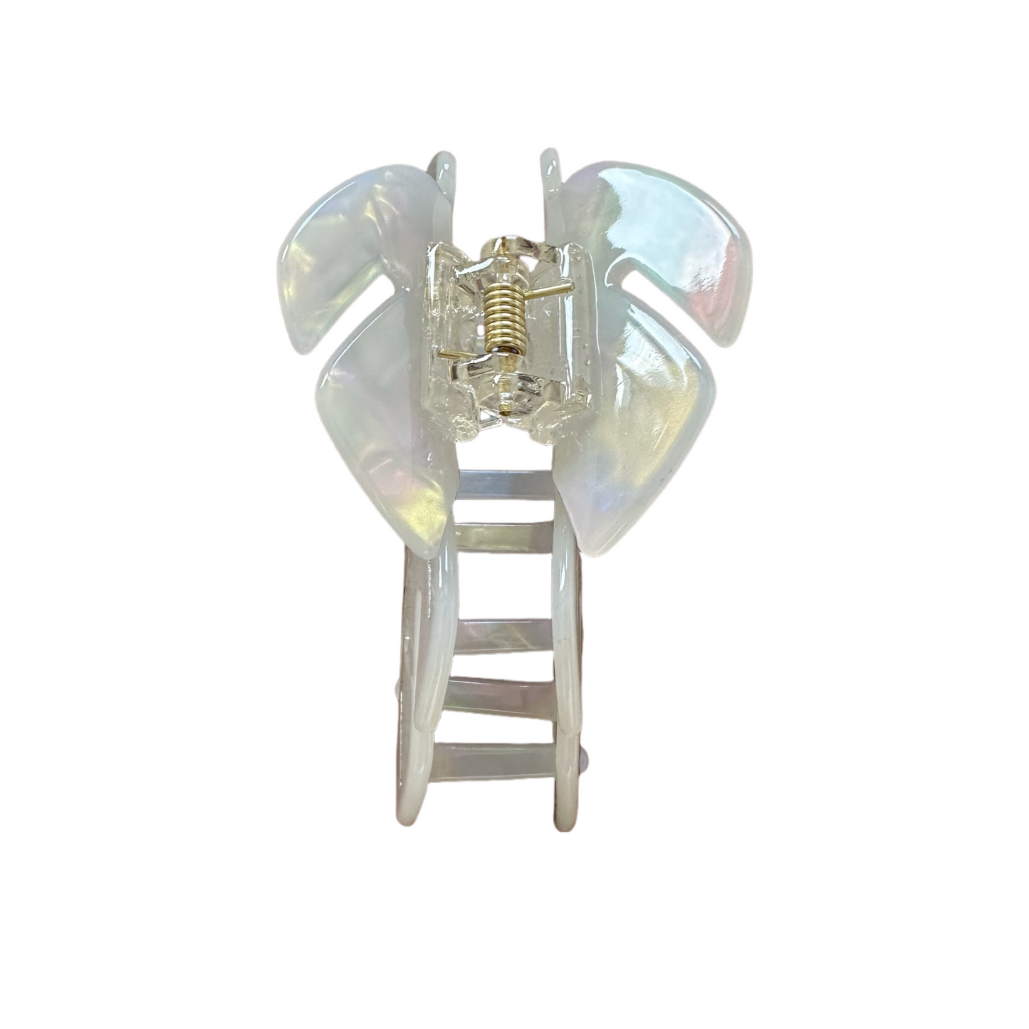 Leaf Acetate White Claw Clips for Long Thick Hair 9.5cm